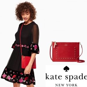 KATE SPADE Red Studded Leather Crossbody Bag